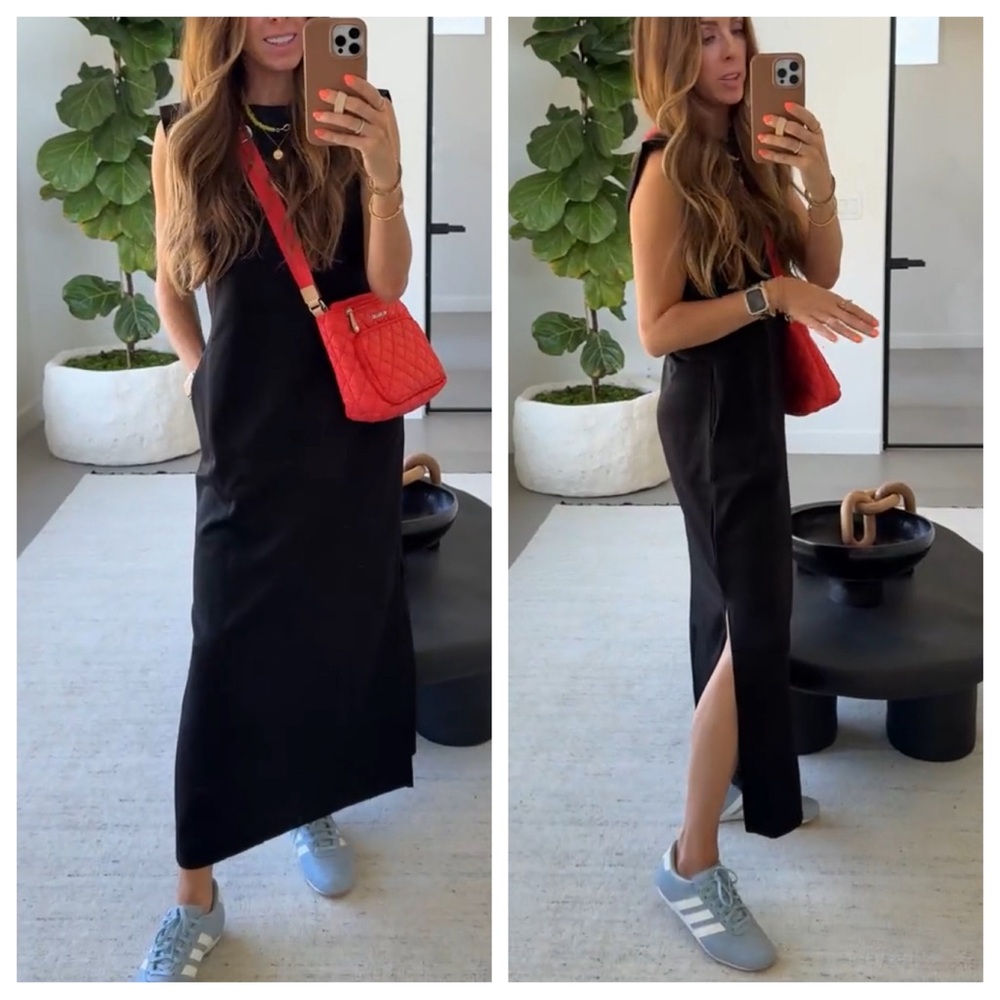 🆕 NWT Black Tee Shirt Maxi Dress Long Tall Pockets Comfy Loose BoHo Pockets 2X